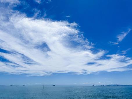 Photo, sea, blue sky, cloud, 