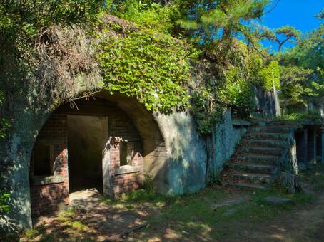 友ヶ島第五砲台跡 廃墟,レンガ,石造りの写真素材