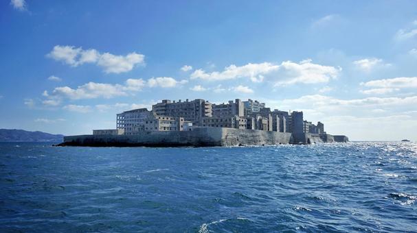 孤島 孤島 軍艦島,長崎,世界遺産の写真素材