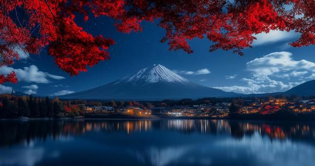 紅葉と富士山のイメージ 紅葉と富士山のイメージの写真