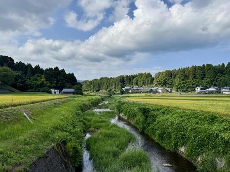 夏の田舎の風景　福井県越前市 福井県,越前市,田舎の写真素材