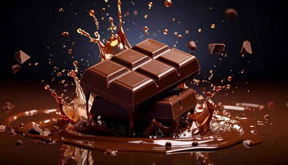 溶けたチョコレートをかけた板チョコ 溶けたチョコレートをかけた板チョコの写真