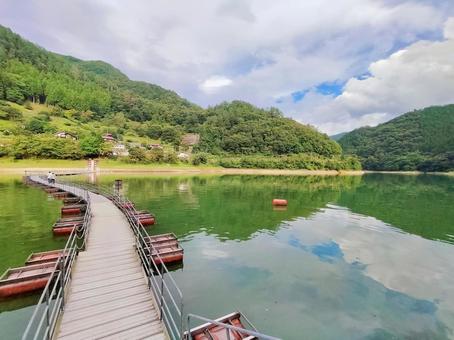 湖畔の道 湖畔の道 湖,湖畔,風景の写真素材