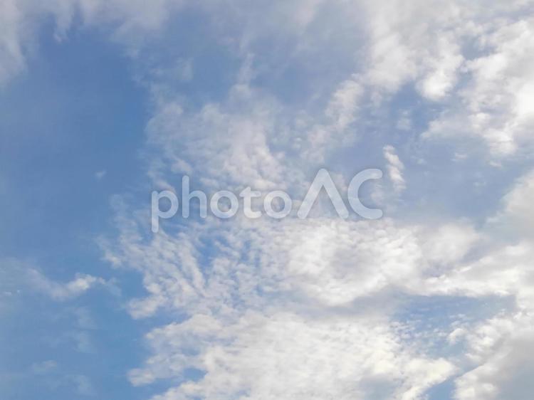 青い空を背景に漂う雲・背景素材 空,青空,雲と空の写真素材