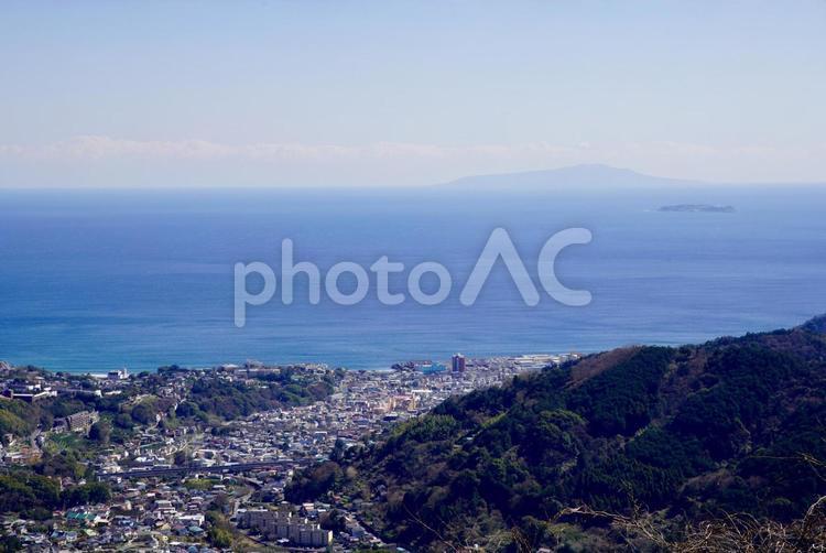 海辺の街 海,青空,街の写真素材