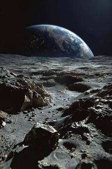 未知への探査:月面から見上げた青い惑星 未知への探査:月面から見上げた青い惑星の写真