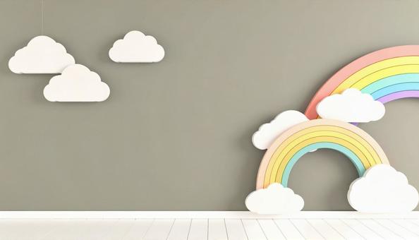 虹のディスプレーの壁　子供部屋の写真