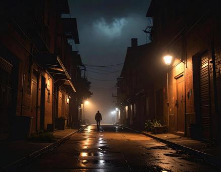 雰囲気のある路地裏と人 雰囲気のある路地裏と人の写真