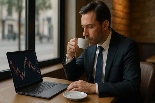 コーヒーと株価チャート観察 コーヒーと株価チャート観察の写真