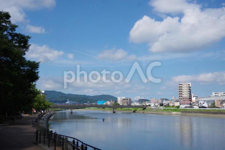 ノスタルジックな風景（川と青空） 川,夏,青空の写真素材