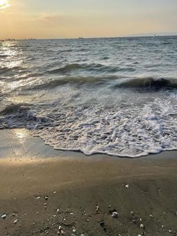 遥かなる海 夕暮れ,美しい,sunsetの写真素材