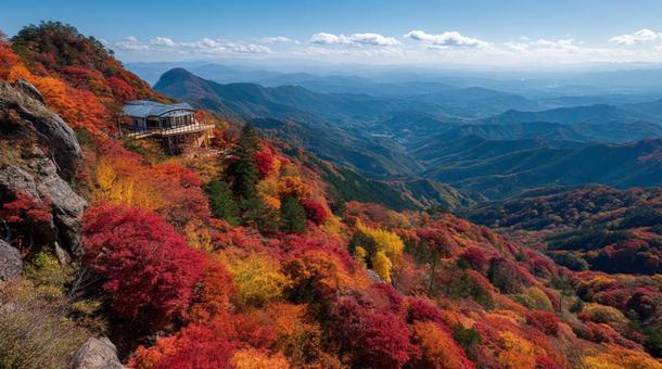紅葉した秋の山 紅葉した秋の山の写真