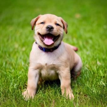 笑っている子犬 笑っている子犬の写真