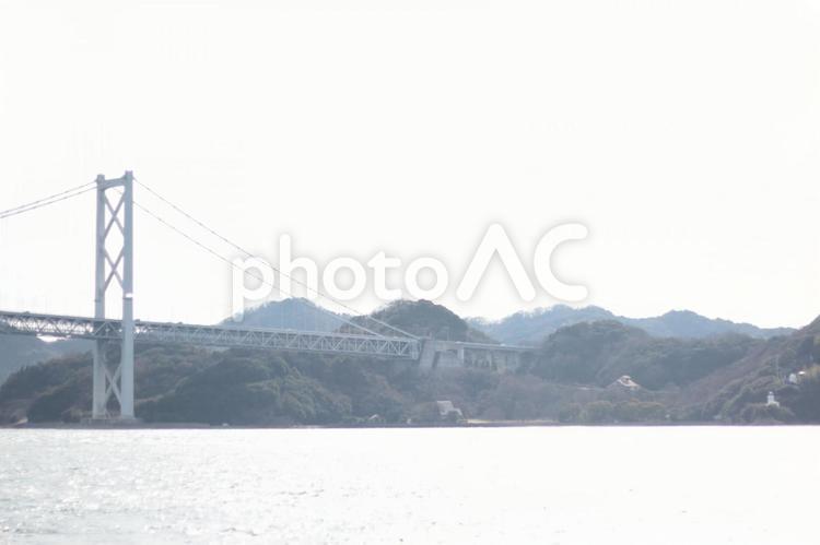 橋のある海の景色 海,橋,島の写真素材