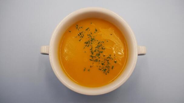 かぼちゃのポタージュスープ・家庭料理 カボチャ,ポタージュ,パセリの写真素材