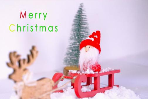 ソリに乗ったサンタ③（英文字） クリスマス,サンタクロース,ソリの写真素材