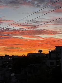 夏の夕焼け空 夏の夕焼け空の写真