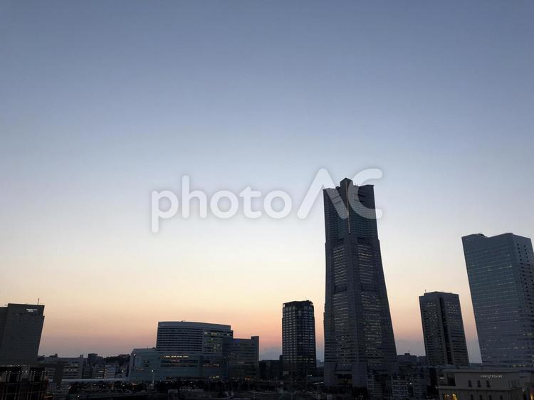 みなとみらい夕景 横浜,みなとみらい,風景の写真素材