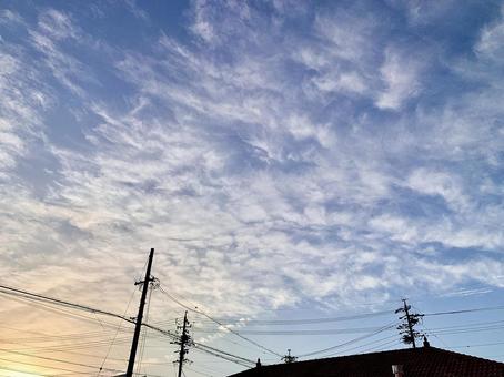 夕暮れ 夕暮れ 空,晴れ,背景の写真素材