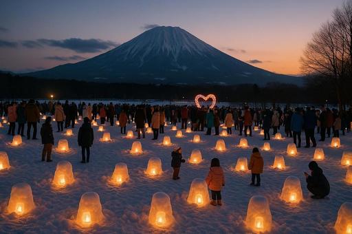 冬の雪まつり、雪灯籠と人々 冬の雪まつり、雪灯籠と人々の写真