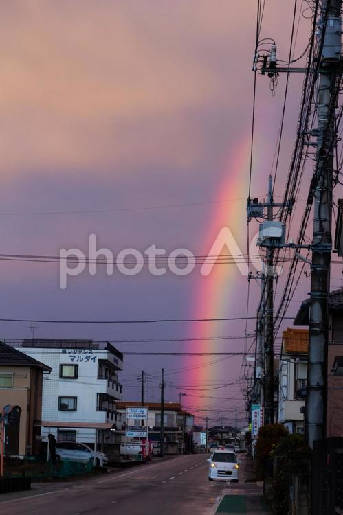 雨上がりの虹 雨上がり,虹,虹と空の写真素材