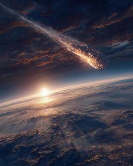 空を焦がす隕石の落下と広がる波紋 空を焦がす隕石の落下と広がる波紋の写真
