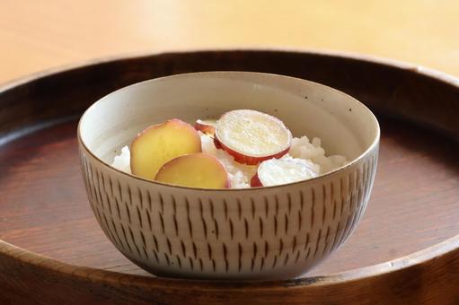 Photo, sweet potato rice, sweet potato, autumn taste, 