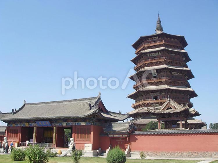 現存世界最大最古の応県木塔（中国山西省） 応県木塔,仏宮寺釈迦塔,応県の写真素材