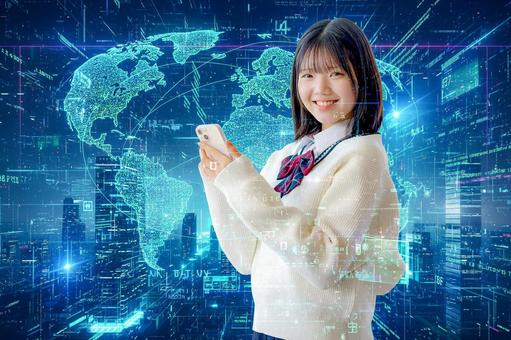 情報と学生 情報と学生 テクノロジー,近未来,情報社会の写真素材