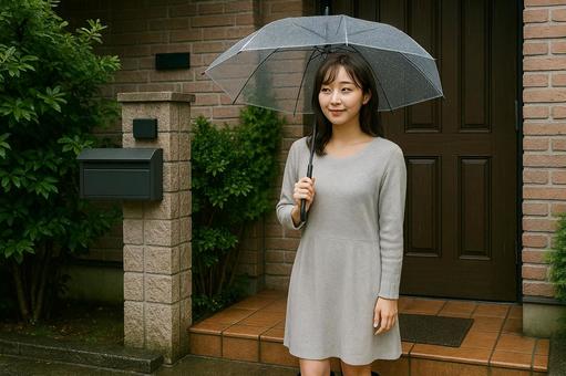 傘を持つ女性の帰宅風景 傘を持つ女性の帰宅風景の写真