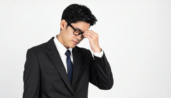 ビジネスイメージ　うつむき悩む日本人男性の写真