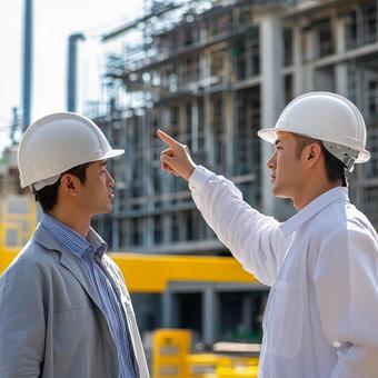 建設現場で仕事する男性たち 建設現場で仕事する男性たちの写真
