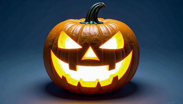 暗闇に光るジャック・オー・ランタンの写真