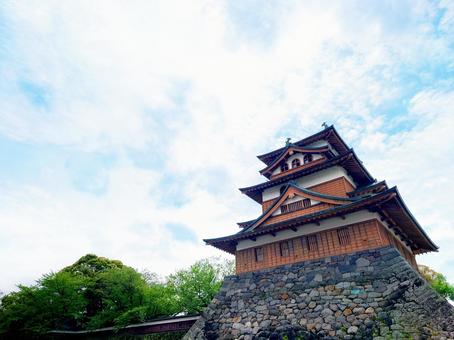 信濃国「高島城」青空と天守閣 信濃国「高島城」青空と天守閣の写真