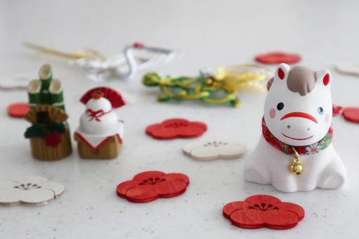 午年の年賀状素材 年賀状,午,白馬の写真素材