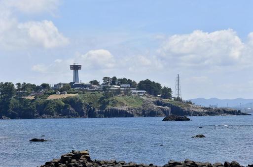 遠くから見た東尋坊 遠くから見た東尋坊の写真