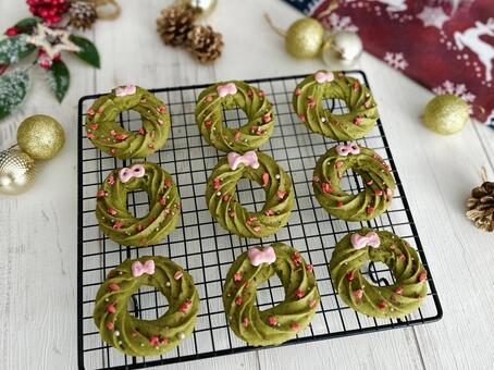 リースクッキー クリスマスリース,クッキー,リースクッキーの写真素材