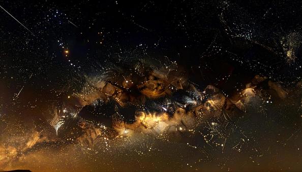 星が光る夜の幻想的な空の写真素材 星が光る夜の幻想的な空の写真素材の写真