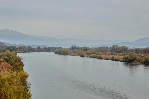 千曲川 千曲川,川,流れの写真素材