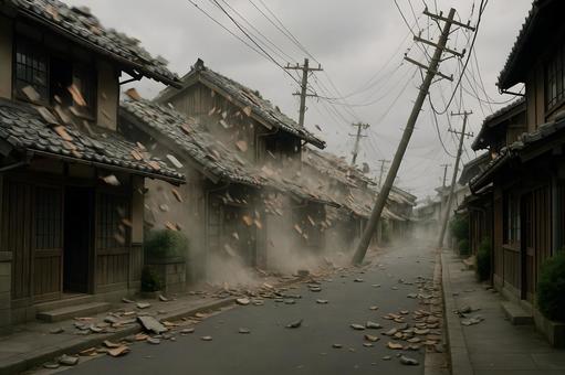 瓦飛散の地震街 瓦飛散の地震街の写真