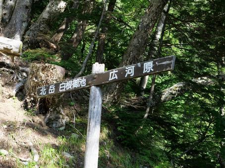 北岳登山道の道標 北岳登山道の道標 広河原,道標,北岳の写真素材