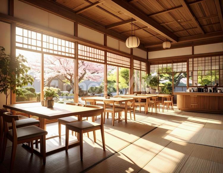 日本風のカフェ カフェ,ランチ,午後の写真素材