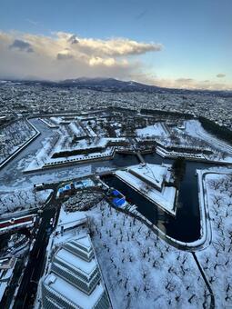 函館・五稜郭の冬景色 五稜郭,北海道,函館の写真素材