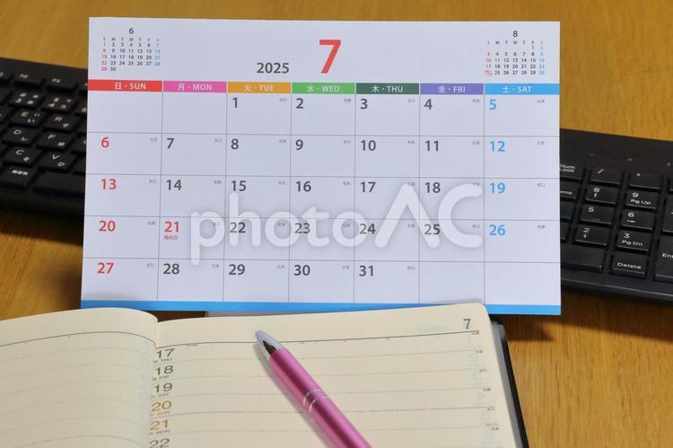 7月の予定表　2025/7 7月,予定表,カレンダーの写真素材