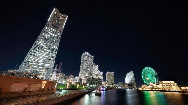 みなとみらいの夜景 みなとみらい,横浜,観覧車の写真素材