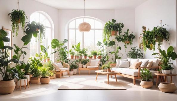 観葉植物が大好きな人の部屋の写真