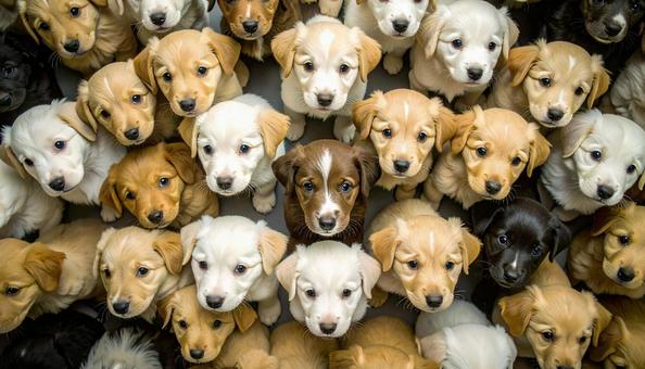 群がる犬 群がる犬の写真