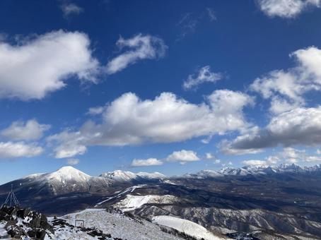スキー場からの景色 スキー場,車山スキー場,雪景色の写真素材