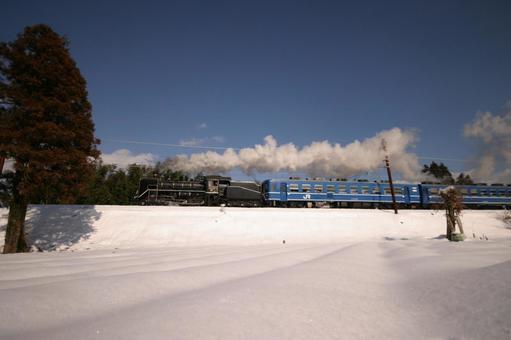 冬の北びわこ号　蒸気機関車 北びわこ号,蒸気機関車,sl北びわこ号の写真素材
