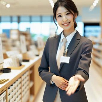笑顔の女性店員 笑顔の女性店員の写真